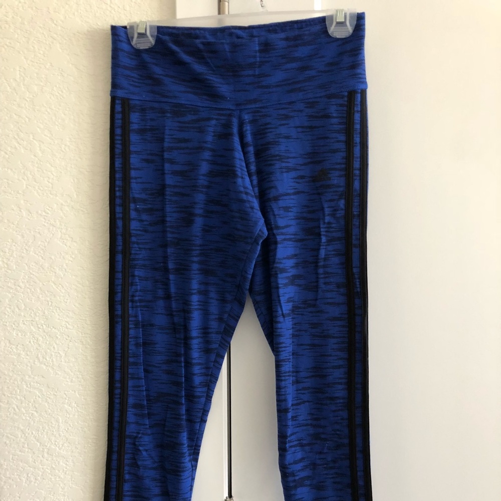 Adidas blue/black leggings. Full length